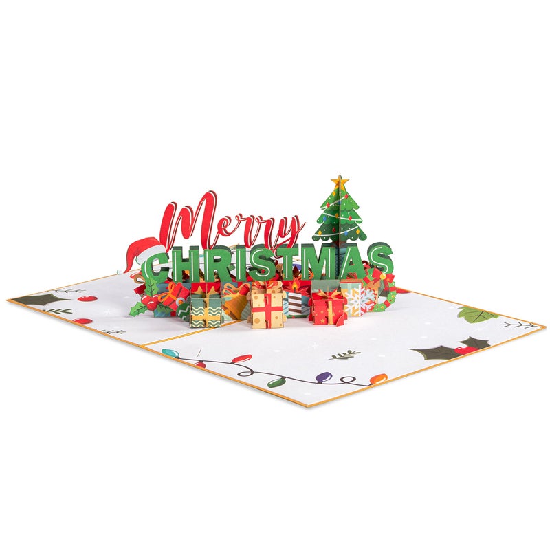 Paper Love Pop Up Christmas Card, 3D Merry Christmas, for Christmas or Holidays, 5" x 7" Cover - Includes Envelope and Removable Note Tag - Image 4